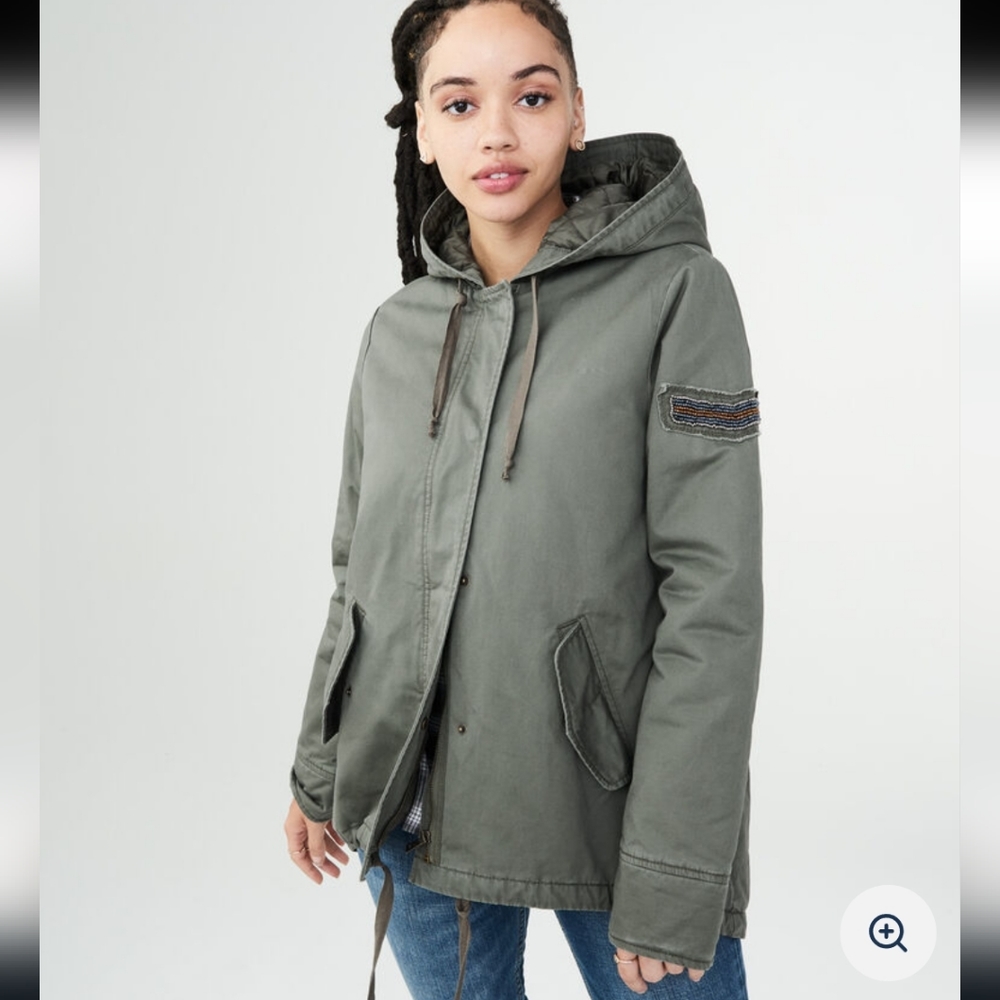 Aeropostale Solid Swing Parka In Green Size XS